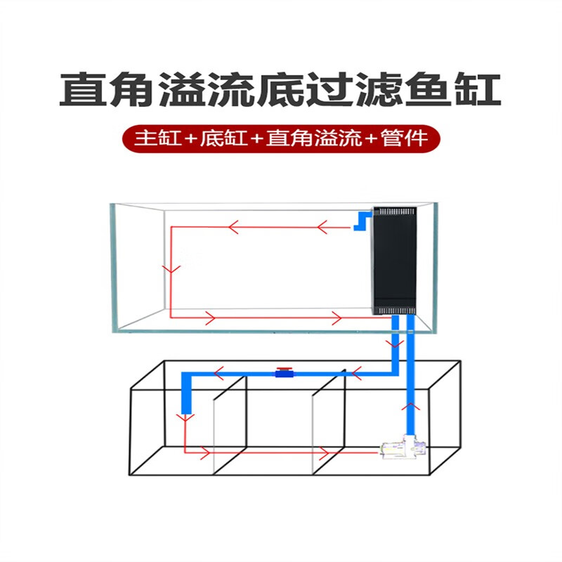 贝拉缘智定金晶超白鱼缸直角溢流底滤套餐海水乌龟龙鱼锦鲤大型客厅