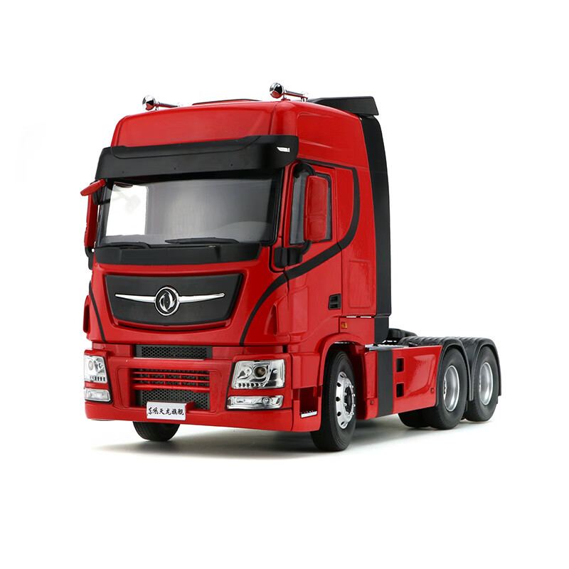 1:24原厂工程车模型 东风天龙旗舰 kl拖车头 半挂车 中集托板 仿真