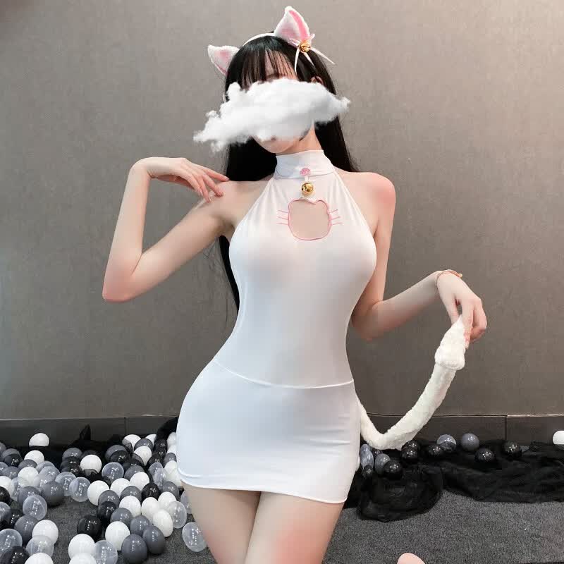霏慕 情趣内衣女角色扮演制服诱惑女仆装性感镂空挂脖绑带猫咪套装