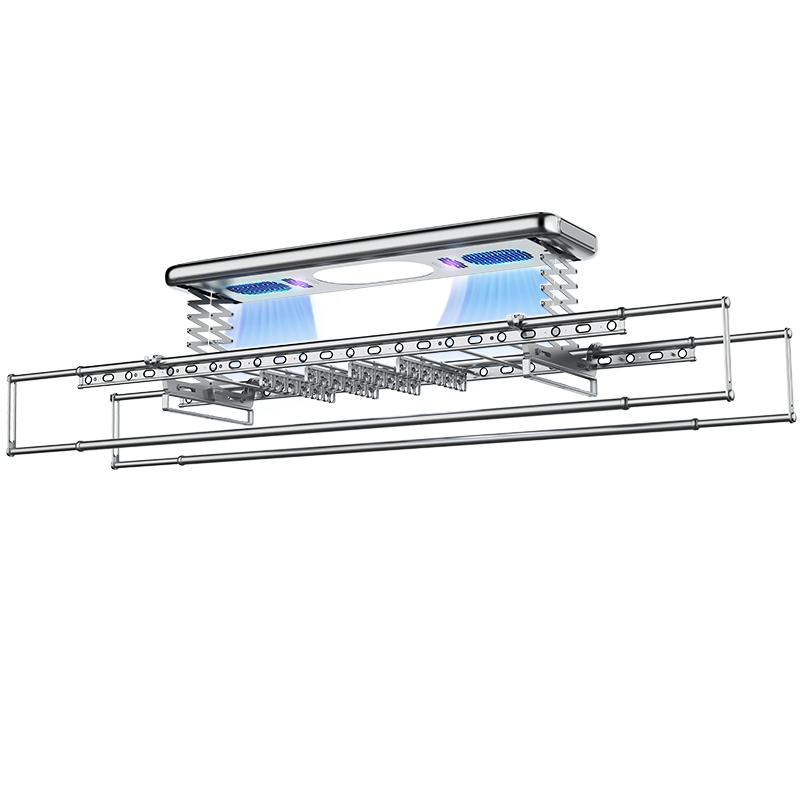 好太太电动晾衣架智能遥控升降室内阳台晾衣机伸缩晾衣杆晒衣被子户外晾衣架 【D-3037+16个铝衣架】银色+语音风干消毒 支持TM精灵语音互联+质保三年+上门安装