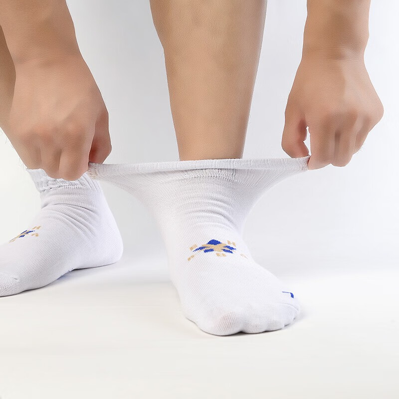 可代尔100%棉松口短袜超大码糖尿病足防护袜中老年脚肿伤专用新疆棉袜子 白色 4双 L 小码/36-40