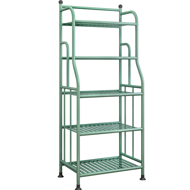 蜗家 置物架落地铁艺浴室角架收纳架卫生间卧室厨房客厅落地置物架多层厨房收纳储物架层架 z665淡绿色【宽55cm*高133cm】