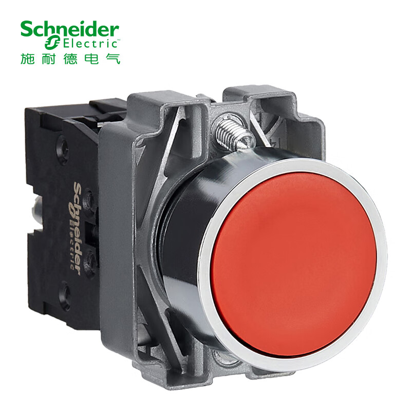 施耐德Schneider Electric XB2BA42C 带功能符号平头按钮  XB2B 红色 金属 按钮 1个