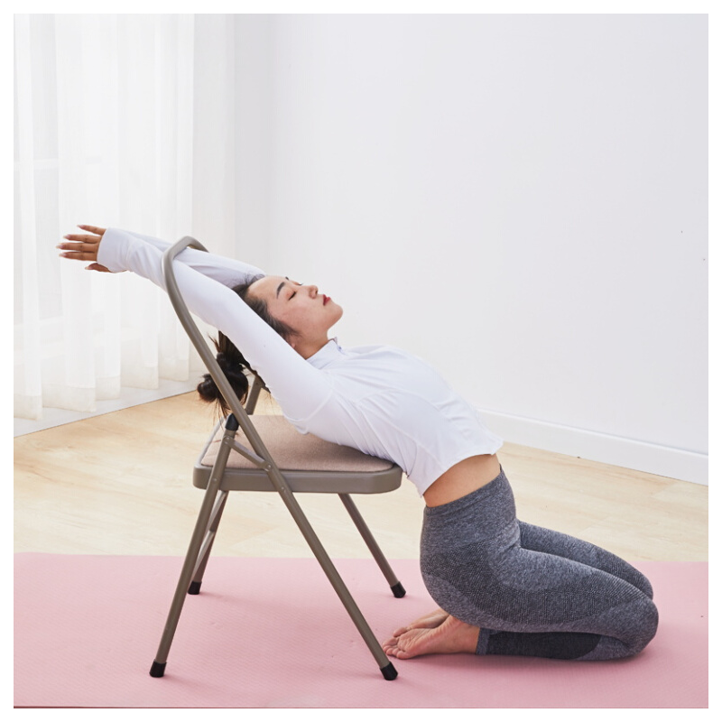 从野 瑜伽椅子凳子辅助椅家用折叠椅子加厚艾扬格yoga折叠椅瑜伽辅具椅 后腿双梁款棕色