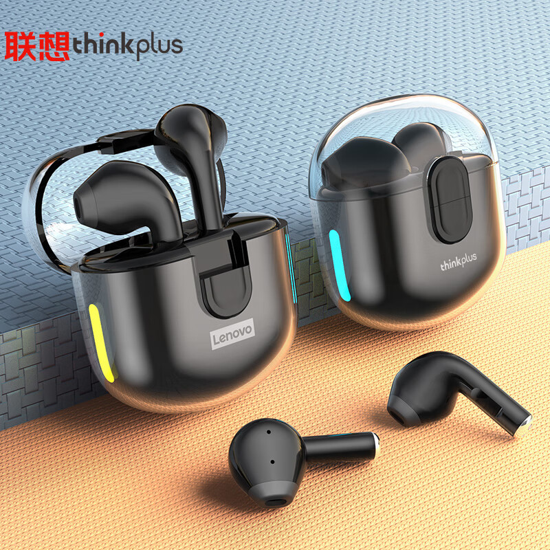 联想thinkplus蓝牙耳机,联想thinkplus-LP5 联想(lenovo) thinkplus lp12黑 真无线蓝牙耳机透明果冻仓 半入耳式