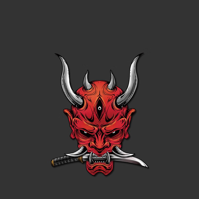 贴个性鬼武者面具车身划痕贴纸电动摩托车后窗贴装饰贴 鬼武士款式二