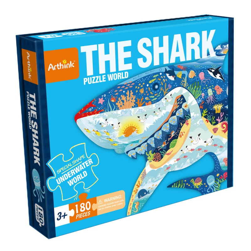 mapacha儿童拼图新品卡通拼图早教玩具儿童大盒精美礼品 鲨鱼180片