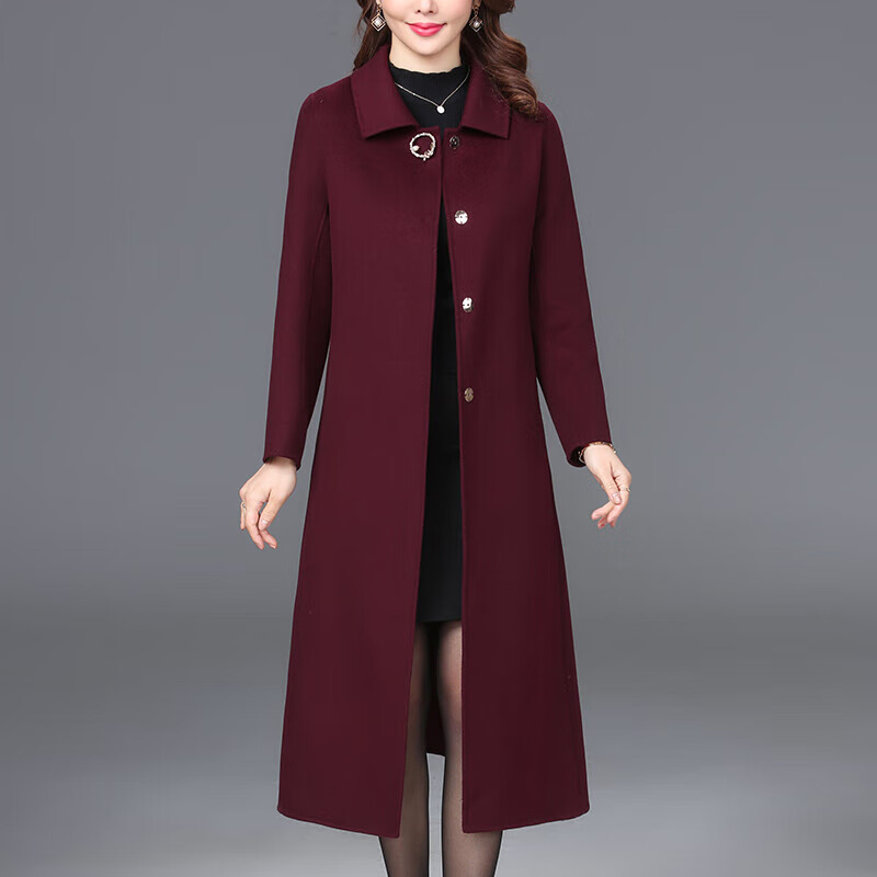 布力潘喜婆婆服装婚礼冬装毛呢大衣加厚妈妈礼服外套结婚婚宴双面羊绒