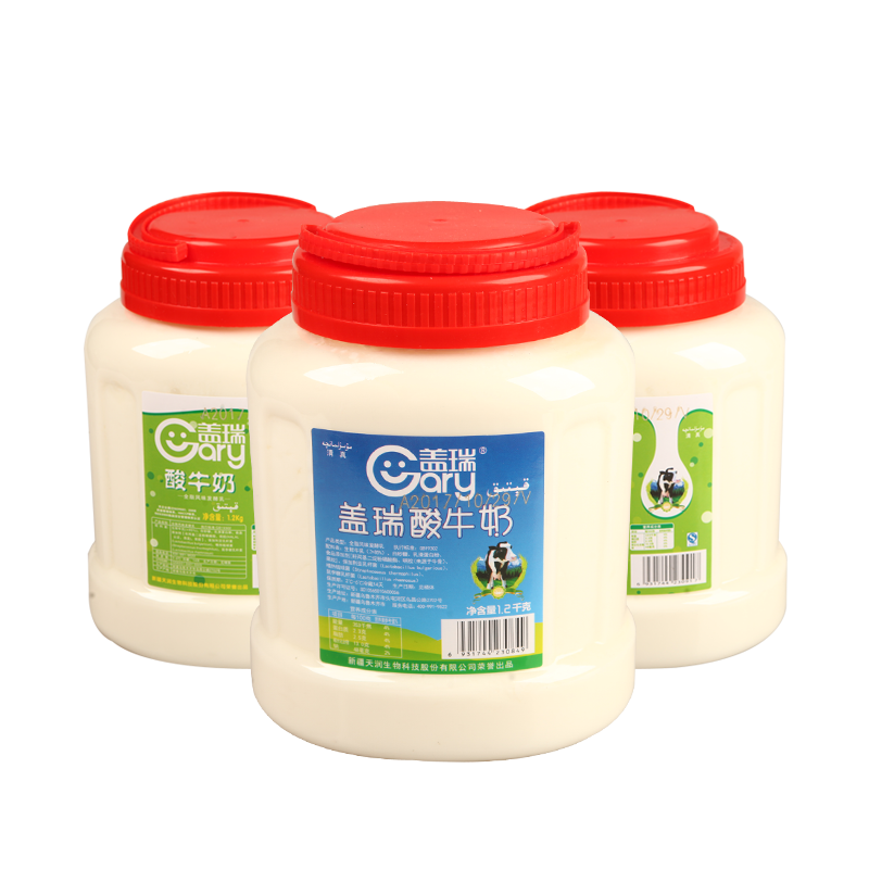 新疆盖瑞圆桶酸奶原味浓缩老酸奶密封1.2kg