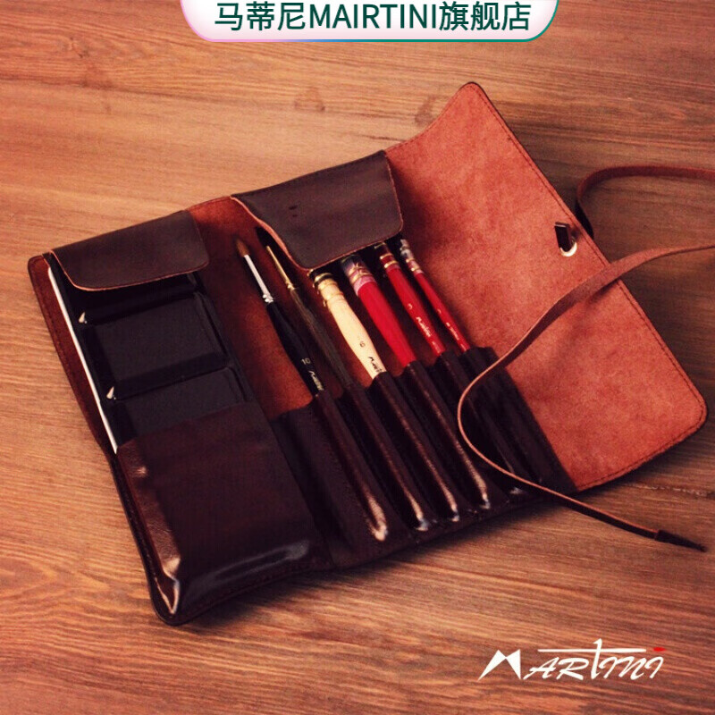 马蒂尼（MAIRTINI） 空笔盒 仿皮空笔袋 空笔帘合集~ 大号 空笔袋/个【咖色棕色颜色随机发】
