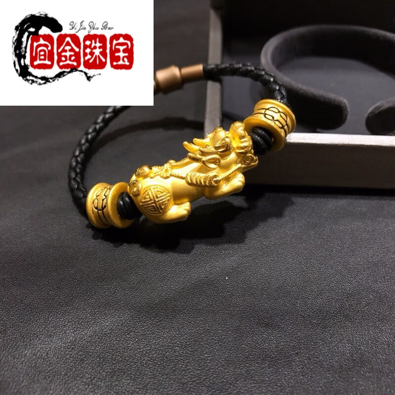 同款款999足金貔貅黄金手链3d硬金转运珠刺青皮丘手绳金麒麟男女手串