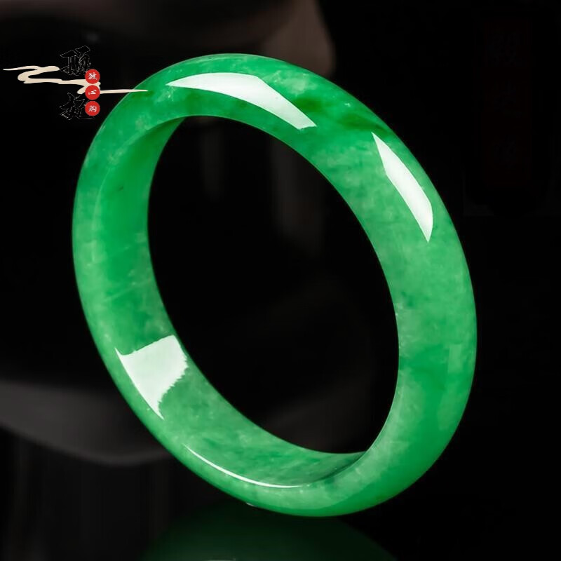 顶妃 石英石翠绿缅甸翡翠绿冰糯种玉手镯老坑阳绿 53-54mm