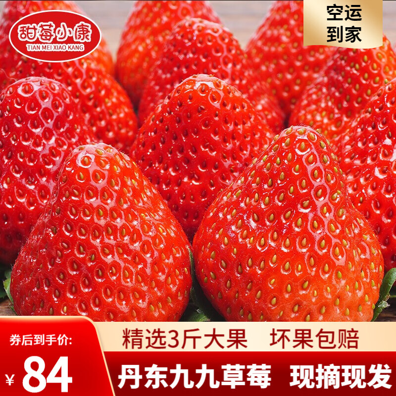 丹东99牛奶草莓新鲜当季水果九九红颜奶油大甜鲜草莓 3斤大果（净重2.8斤）