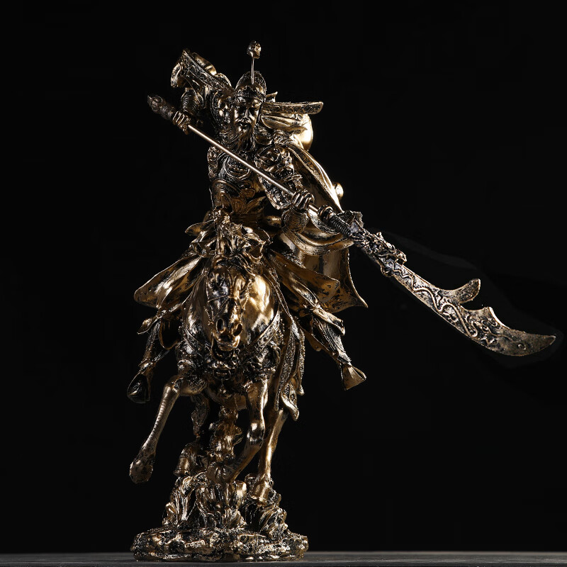 花千紫关羽关云长骑士战马复古摆件家居装饰品工艺品酒柜玄关书房办公