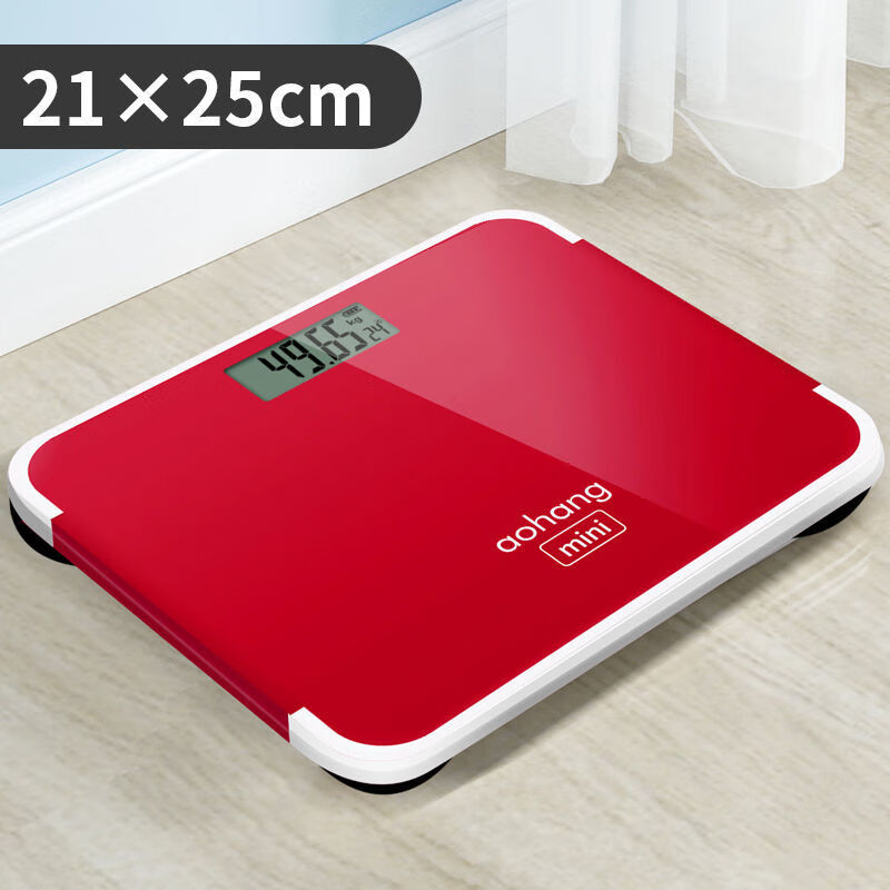 体重秤家庭电子秤女宿舍高精度人体秤重 中国红(mini电池款) 承重180