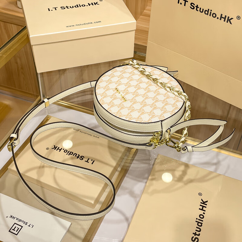 mkj香港代购mk女包包圆形链条包圆饼包斜挎包2023新款礼物送七夕礼物