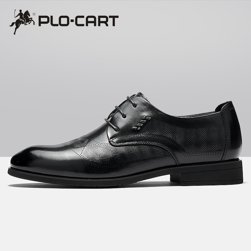 保罗盖帝(plo-cart)软皮鞋男夏季男士正装软底透气商务办公圆头皮鞋