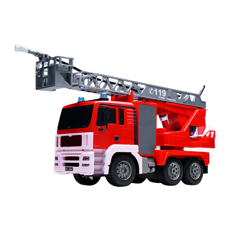 DOUBLE E雙鷹遙控消防車(chē)玩具男孩遙控工程車(chē)模型兒童男孩生日禮物兒童玩具