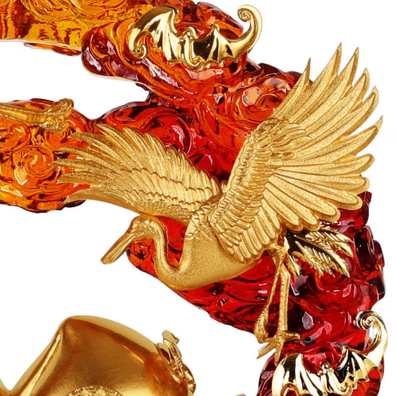 NWTB 金箔琉璃寿桃摆件送老人长辈生日礼物60 70 80贺寿祝寿大寿礼品 福寿双全