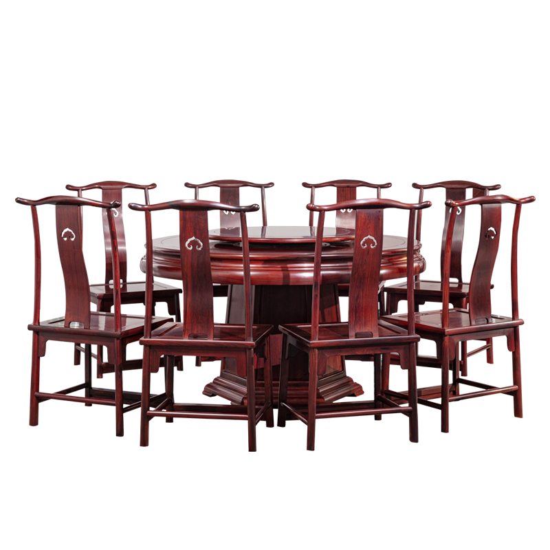 木恒盛 红木家具 白酸枝/缅甸酸枝木(学名:奥氏黄檀)官帽椅明式圆餐桌 圆餐桌