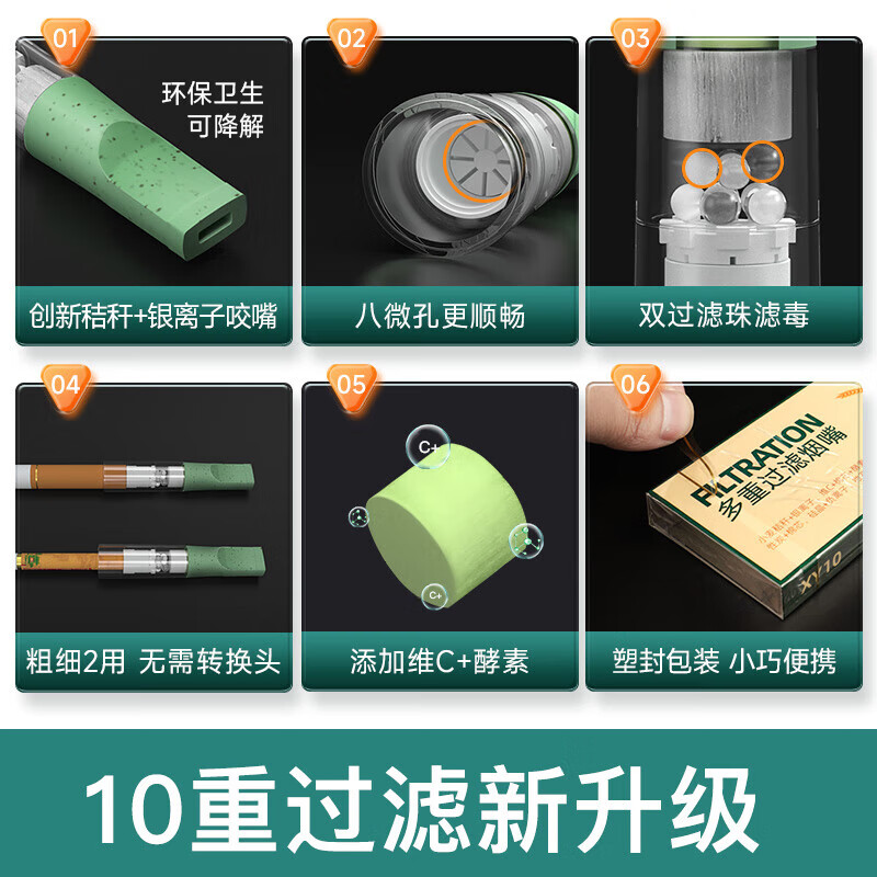 诤友【优选百货】一次性烟嘴10重焦油过滤器抛弃型过滤咬嘴 粗细两用