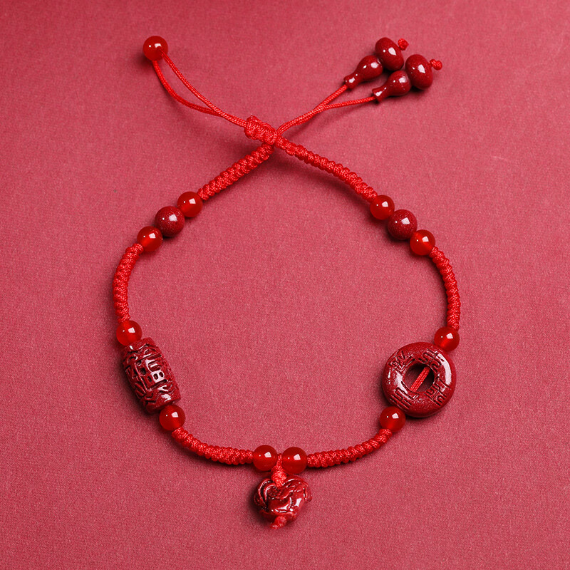 生肖平安扣朱砂本命年编织脚绳护身符红绳脚链饰品女 生肖鸡-脚链款