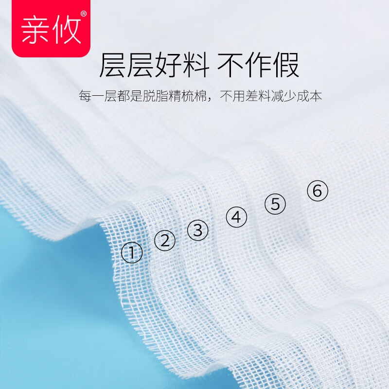 75901-亲攸婴儿纯棉纱布围嘴口水巾宝宝防水吐奶新生360度旋转男女童围兜 提花6层-随机色【3条装】-详情图