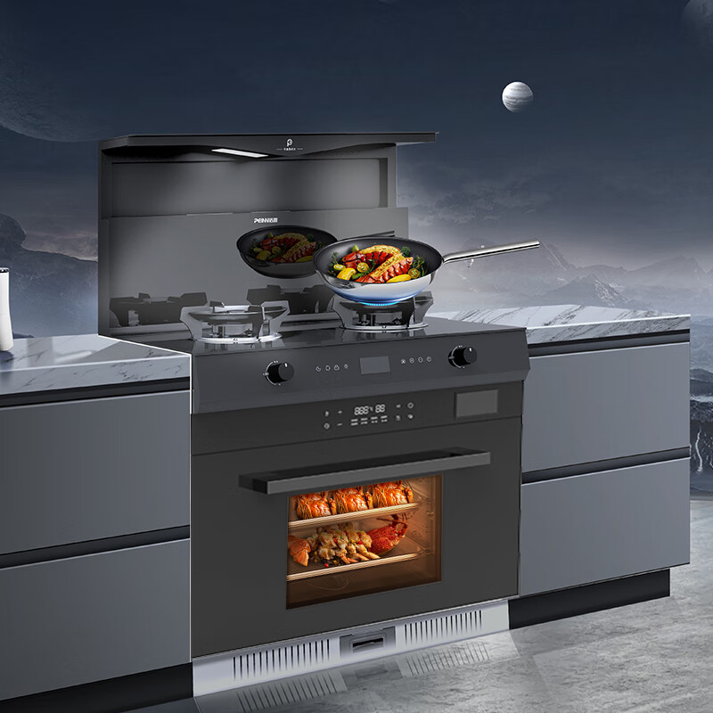 培恩（PEINN）Q5ZK蒸烤集成灶家用一体灶蒸烤箱一体机直流变频电机21立方爆炒吸力5KW大火手势控制一级能效 天然气