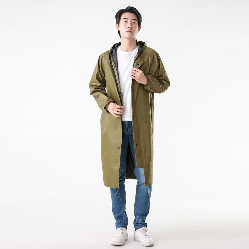 雨衣长款全身防暴雨帆布加厚耐磨户外一体男士的 绿色华达呢拉链款