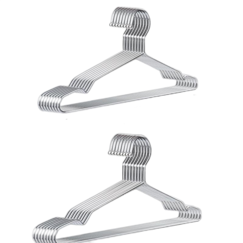 尚美德 不锈钢衣架 加粗加大无痕防滑带凹槽 40cm成人通用款【20个装】