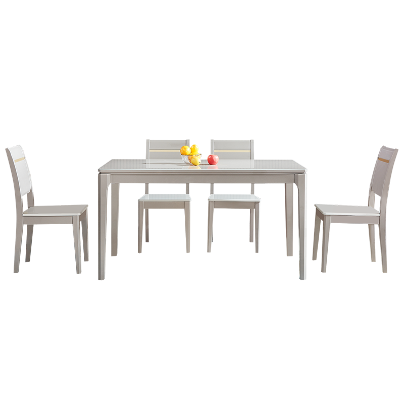 全友家居 餐桌椅 现代轻奢餐桌椅组合 钢化玻璃台面餐桌餐厅家具126006 餐桌+餐椅*4