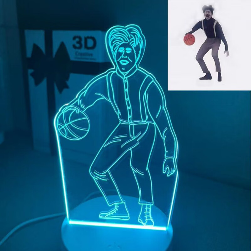 鸡你太美周边 鸡你太美网红小夜灯3d生日礼物小黑子摆件台灯 鬼畜版坤