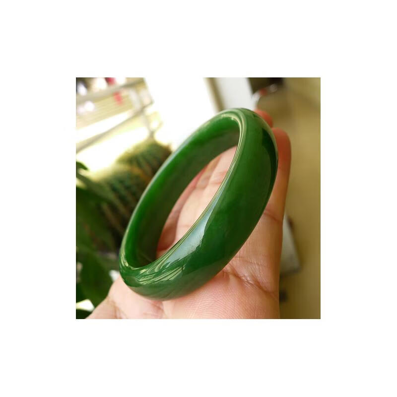 钻后收藏级天然新疆和田玉菠菜绿碧玉籽料手镯玉镯子送证书