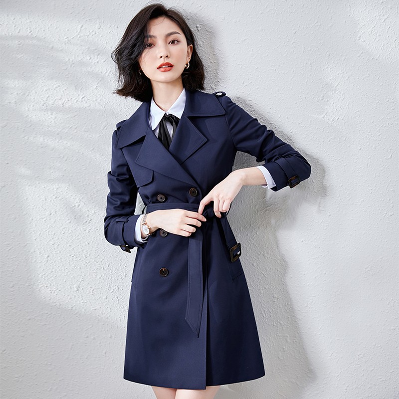 娅商务通勤女装工装风衣中长款韩版气质收腰绑带职业大衣外套工作服