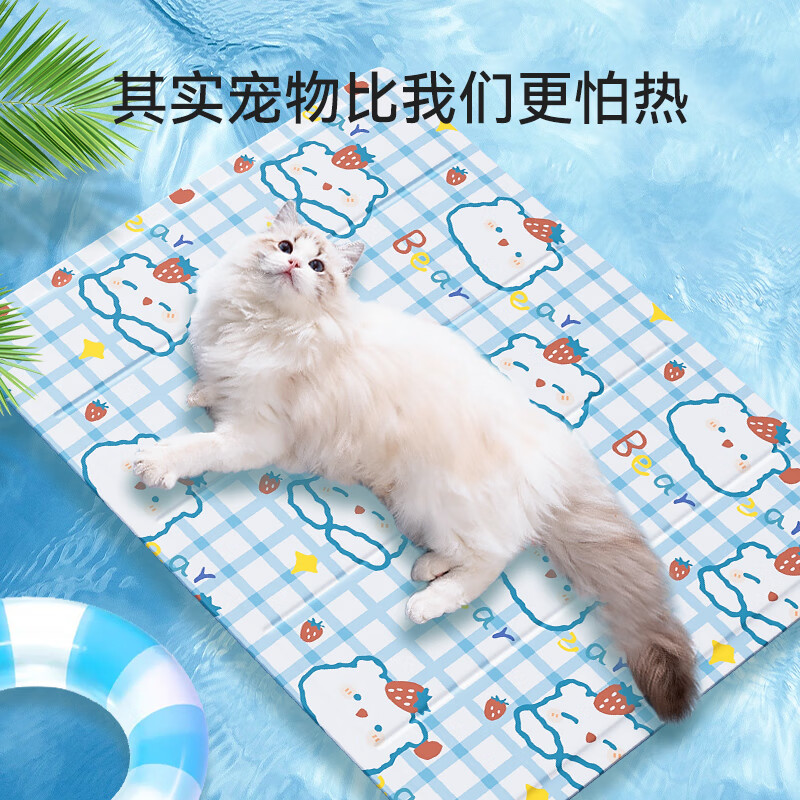 神经猫（shenjingmao）猫咪冰垫猫垫子宠物专用冰窝猫窝狗狗夏天凉席夏季睡垫地垫睡觉用 草莓熊冰垫 S型-8斤以内（30cm*40cm）