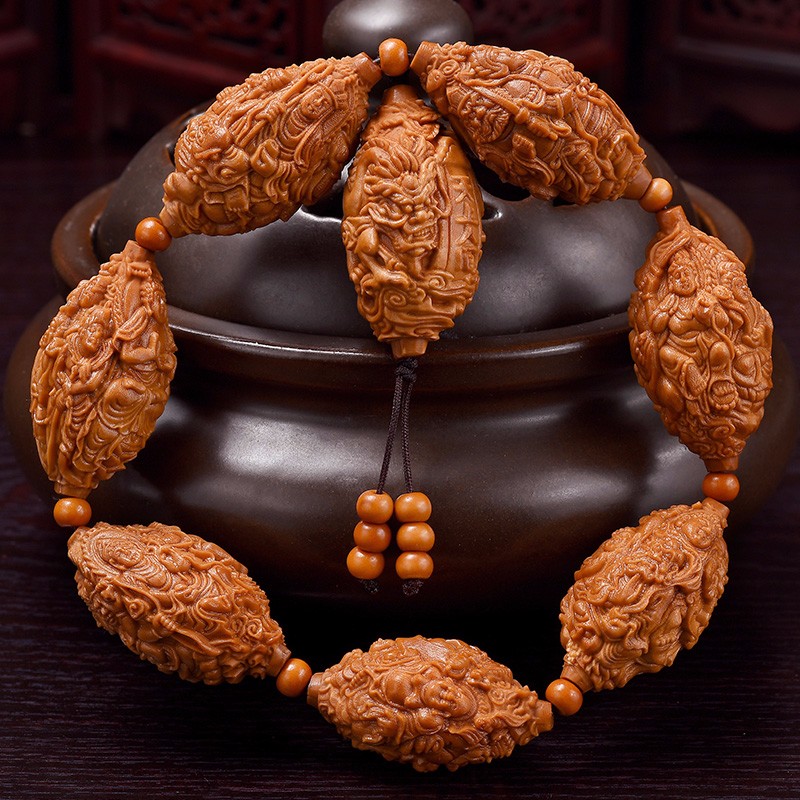 盘道橄榄核手串 天上人间橄榄核雕文玩手串手把件 苏工大师曹乐手工刻
