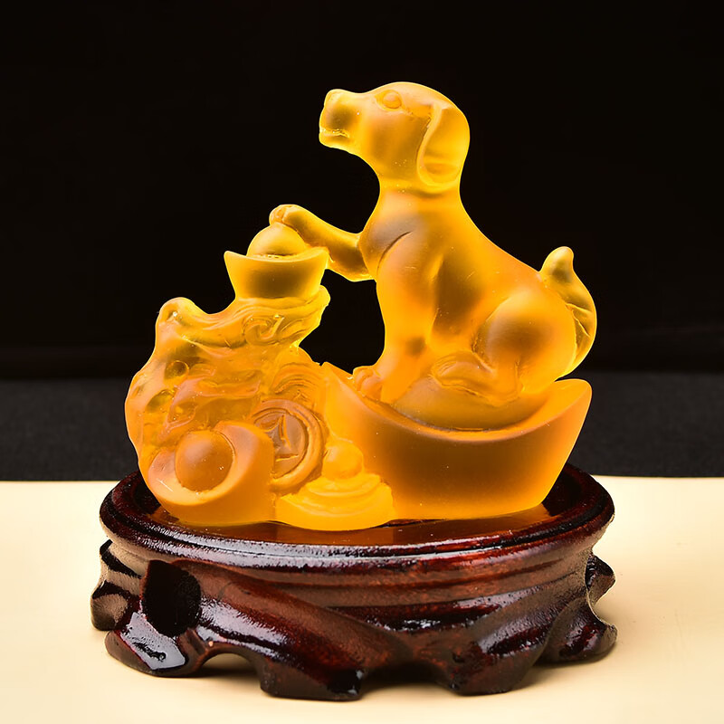 贵犬通财琉璃摆件2021牛年属虎人吉祥物礼物客厅卧室装饰品 摆件一尊