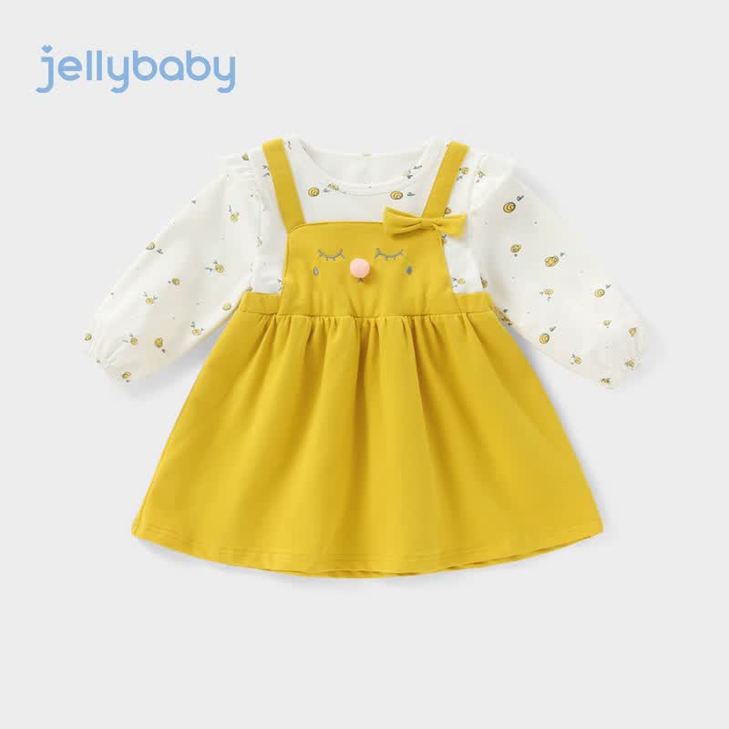 JELLYBABY女童连衣裙2023秋季童装新款儿童萌趣图案甜美可爱宝宝裙子 姜黄 100怎么样,好用不?