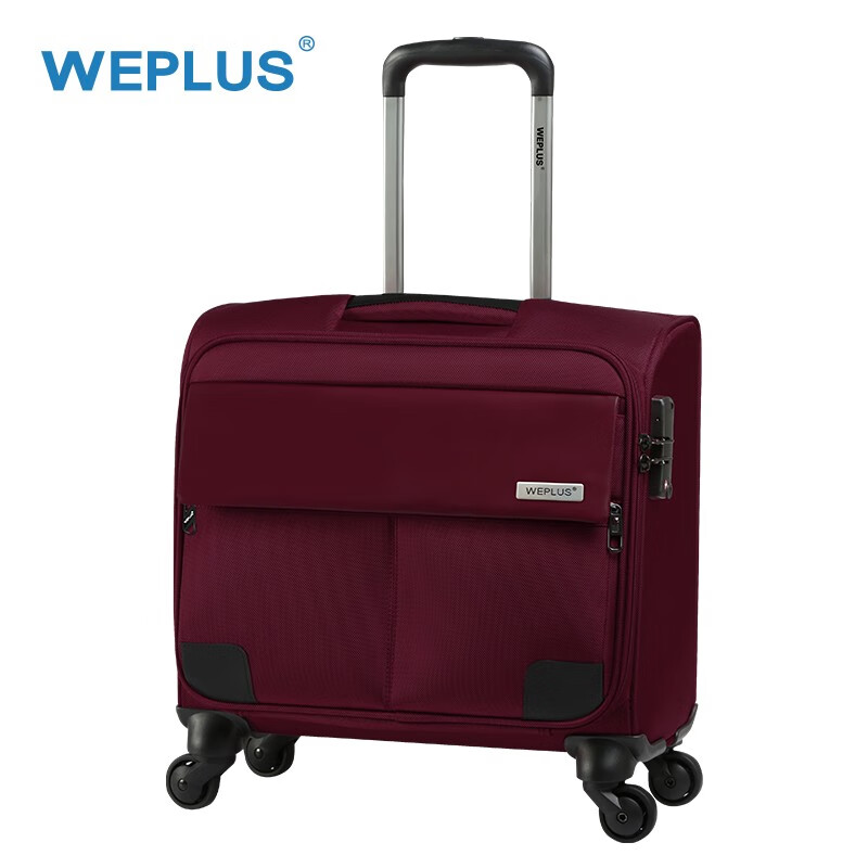 唯加WEPLUS行李箱布箱 时尚出差旅行箱学生男女通用拉杆箱WP950 红色 17英寸