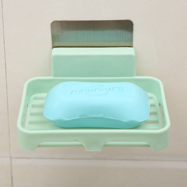 免打孔卫生间肥皂盒香皂架创意吸盘香皂盒壁挂式肥皂架浴室沥水盒 北欧绿 香皂盒【2套】