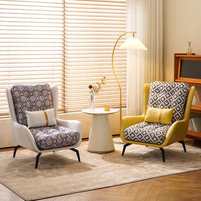 牧席 北欧懒人沙发意式轻奢休闲家用布艺客厅小户型阳台卧室单人沙发