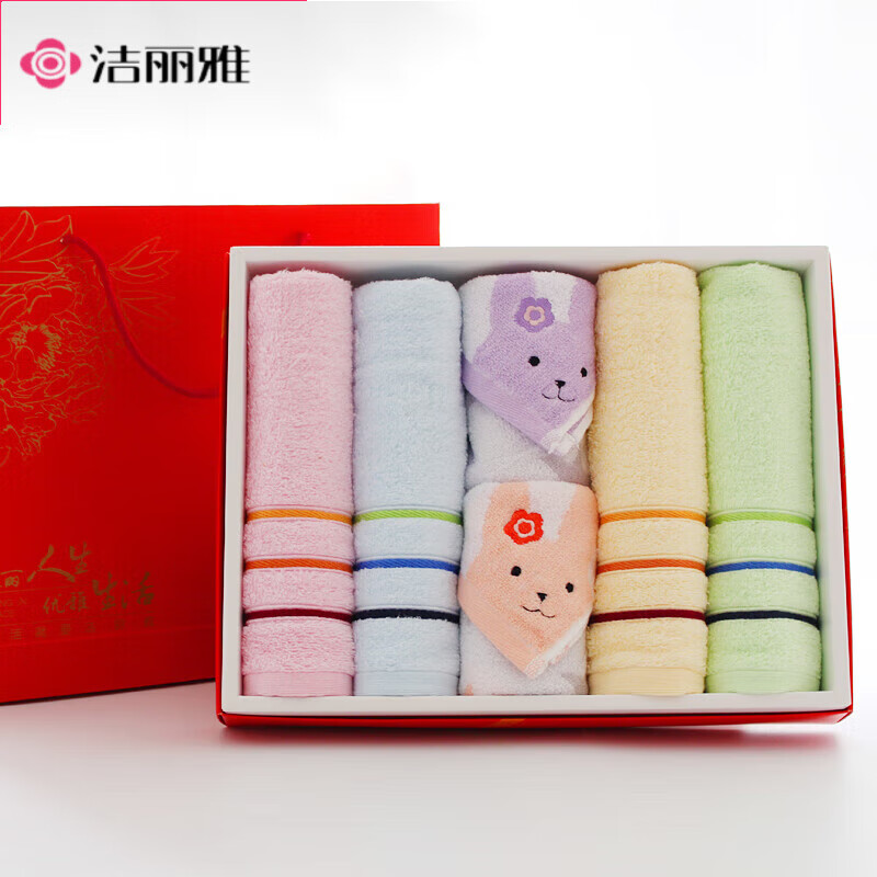 洁丽雅（grace）纯棉毛巾礼盒套装洗脸家用男女定制结婚庆生日回礼品 6443六条装礼盒(8236) 72x34cm怎么看?