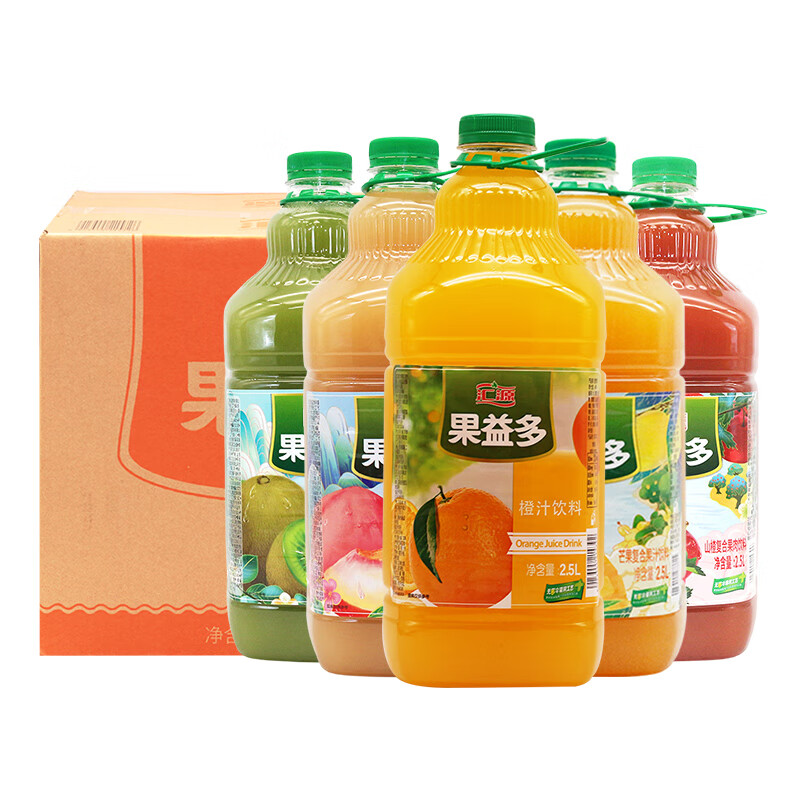 5l*6瓶整箱装橙汁桃汁猕猴桃汁饮料 果益多果肉多大桶装 混合口味随机