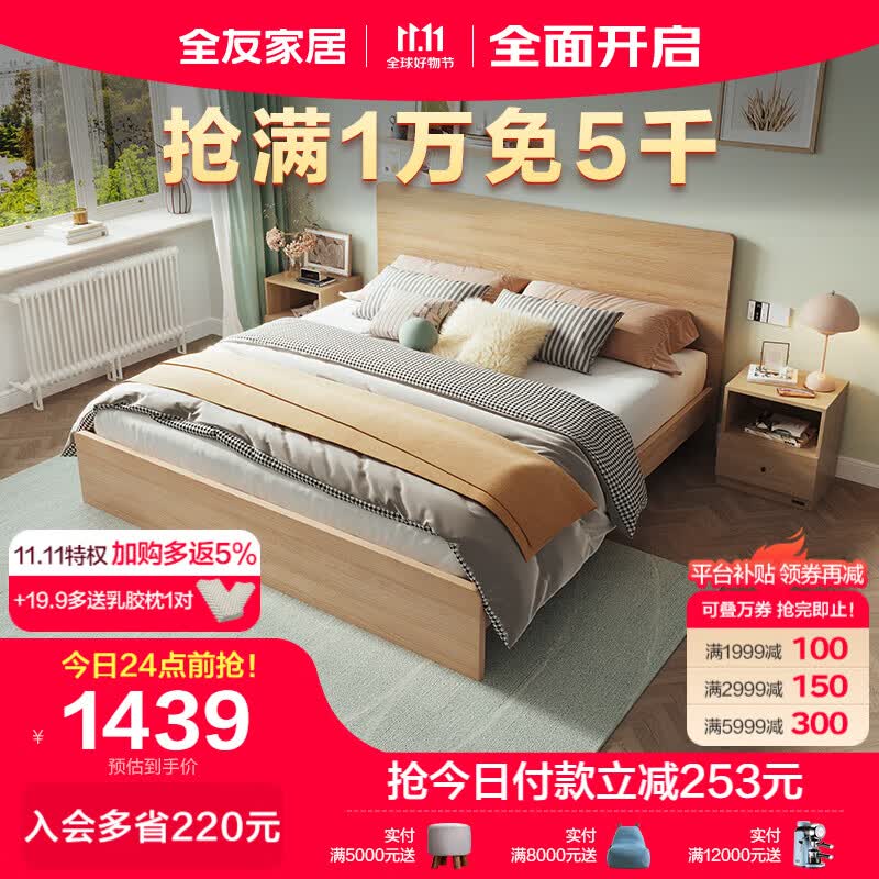 全友家居 床北欧原木色1.5米双人床 主卧室家具框架床属于什么档次？