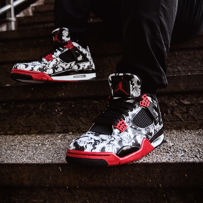 jordan 4 aj4时尚休闲缓震运动篮球鞋 bq0897-bv7451-006 黑白涂鸦