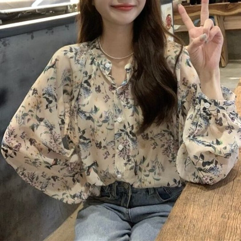 雪纺衬衫女长袖春装新款设计感小众法式别致复古chic上衣 图片色 xl