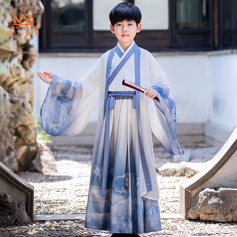 耀王儿童古装汉服男童国学服三字经书童演出服套装 YR-ST26 仙鹤 150属于什么档次？