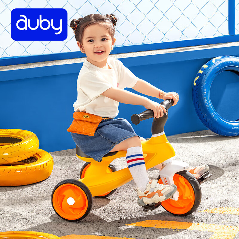 澳贝(auby)儿童玩具三轮车男女孩平衡脚踏宝童车2-3岁滑步车周岁生日礼物 极速三轮车- 黄色
