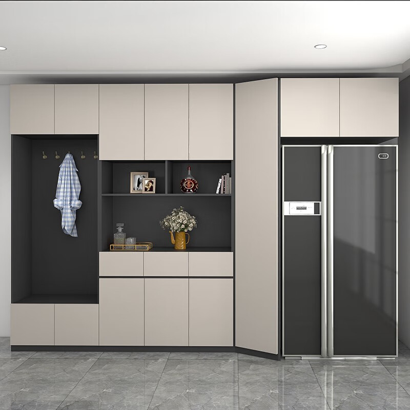 菲迪拉简约现代小酒柜家用客厅厨房储物柜轻奢冰箱嵌入式餐边柜一体靠