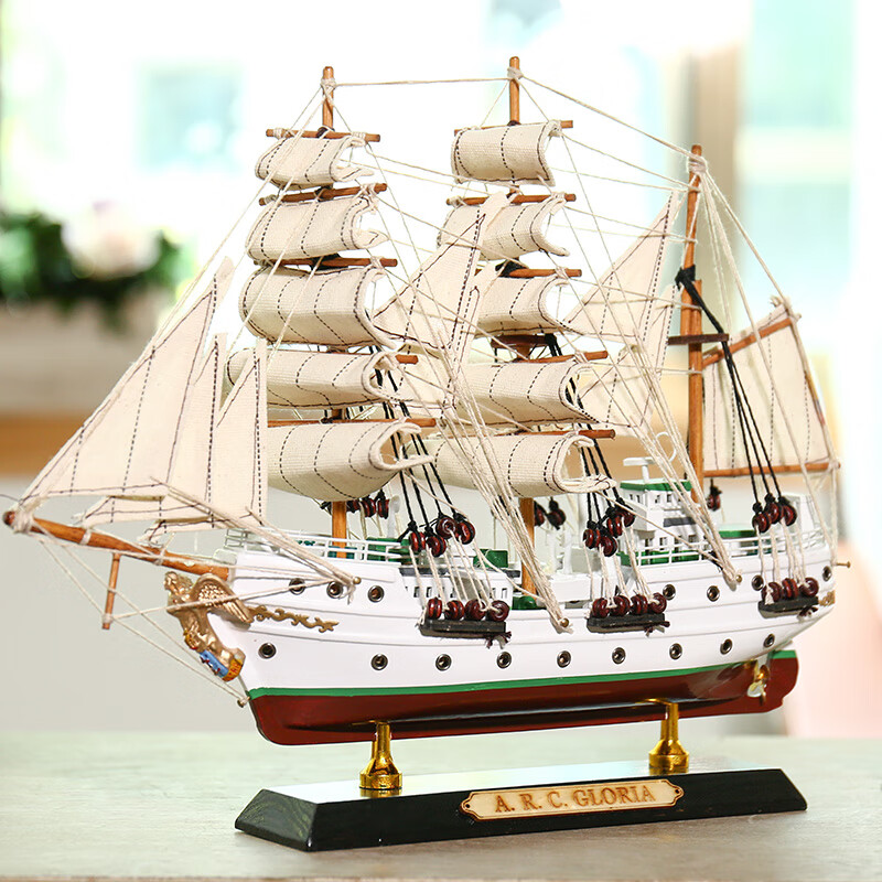木质工艺船装饰品 生日礼物毕业纪念品 哥伦比亚-光荣号a-33cm成品